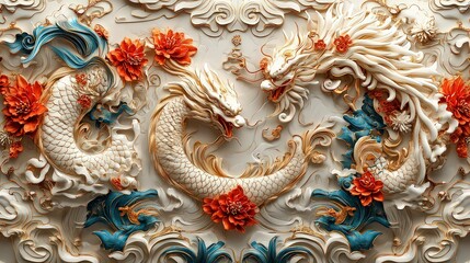 Obraz premium decorative piece featuring the Chinese zodiac signs, rendered with traditional artistry and vibrant colors, set against a clean background to highlight each symbol's significance