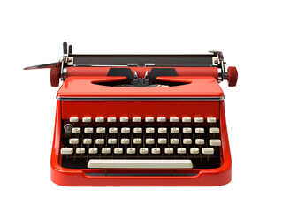 a red typewriter with white keys
