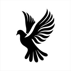 Black peace dove silhouette vector illustration design on white background.