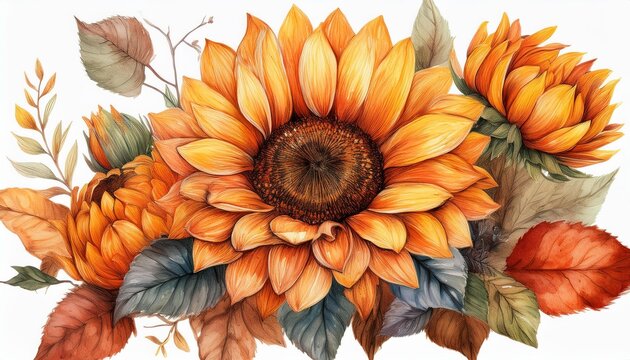 recommend clip art: Watercolor Fall Sunflower , rustic clipart. Autumn Harvest Clip Art, Thanksgiving Day art,
