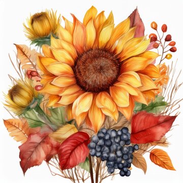 recommend clip art: Watercolor Fall Sunflower , rustic clipart. Autumn Harvest Clip Art, Thanksgiving Day art,