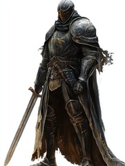 Fototapeta premium Dark Knight Standing in Armor