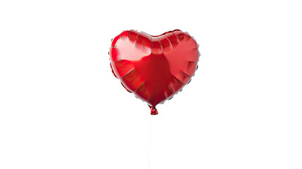 A vibrant red heart-shaped balloon isolated on transparent background