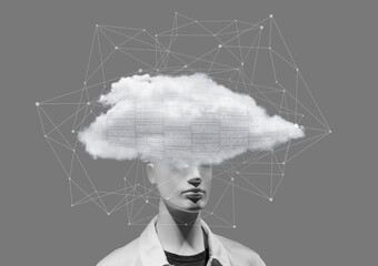 Conceptual of technology connections and big data with binary code.Symbolizes cloud computing,...