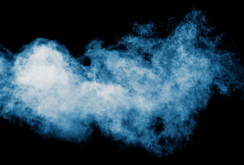 Blue smoke isolated black background
