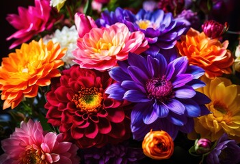 Obraz premium stunning vibrant floral arrangements set beautiful decorative backgrounds featuring colorful petals unique patterns, flower, design, decoration, bloom