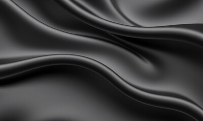 Obraz premium black wallpaper with smooth, flowing silk textures. The design features soft, undulating waves and a modern, minimalistic pattern
