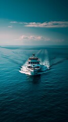 Obraz premium Electric Ferry Gliding Across Calm Sea Clean Energy Transportation Concept