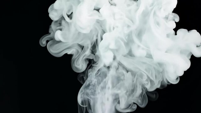 Captivating white smoke rising against a black background in slow motion