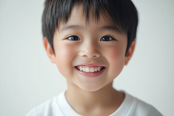 Naklejka premium Child positive smile, happy and joyful kid, happy children's day