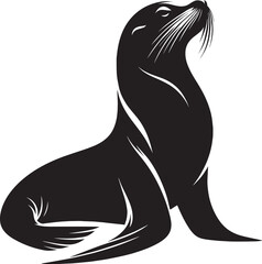 Vector illustration of Sea Lion Silhouette isolated on white background