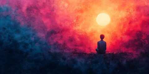 Obraz premium Pastel Starburst: Warm Sunset Glow on Canvas, generative ai