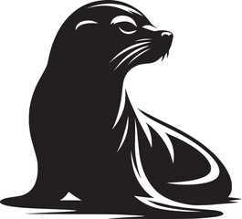 Vector illustration of Sea Lion Silhouette isolated on white background
