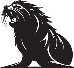 Vector illustration of Sea Lion Silhouette isolated on white background