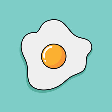 recommend clip art: Simple fried egg line icon isolated on blue background. Healthy breakfast. Vector illustration