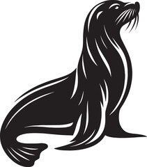 Vector illustration of Sea Lion Silhouette isolated on white background