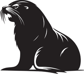 Vector illustration of Sea Lion Silhouette isolated on white background