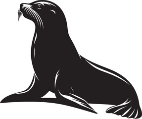 Vector illustration of Sea Lion Silhouette isolated on white background