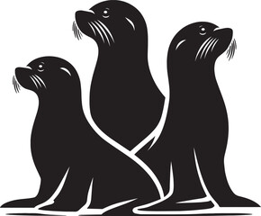 Vector illustration of Sea Lion Silhouette isolated on white background