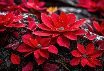 close nature inspired vibrant red designs showcasing intricate patterns textures natural elements, flora, fauna, colors, organic, leaves, flowers, petals
