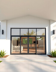 Modern Home With Sliding Glass Doors isolated with white highlights, png