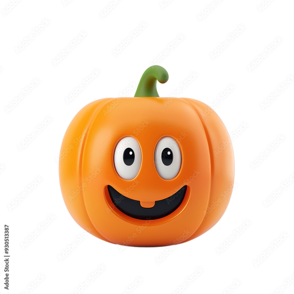 Poster 3D pumpkin character isolated on a transparent background 