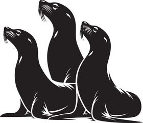 Vector illustration of Sea Lion Silhouette isolated on white background