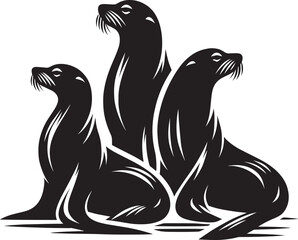 Vector illustration of Sea Lion Silhouette isolated on white background