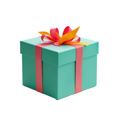 Fototapeta premium Bright gift box side view isolated on a transparent background 