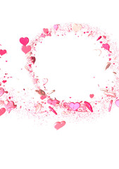 Fototapeta premium Ilustration of red realistics hearts whit 3D effect. rain of hearts