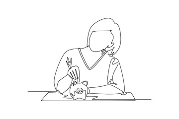 Budget planning concept. Single line draw design vector graphic illustration.