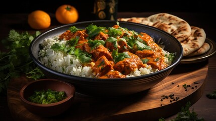 Chicken Tikka Masala with Basmati Rice. Best For Banner, Flyer, and Poster