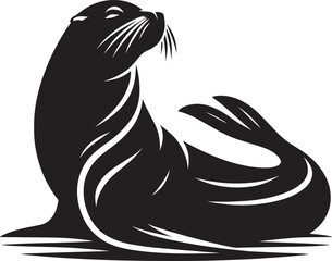 Vector illustration of Sea Lion Silhouette isolated on white background