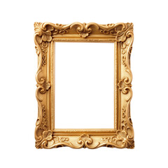 Vintage Gold Frame isolated on a transparent background 