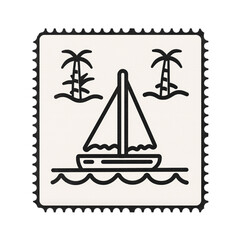Vintage Summer Postage Stamp isolated on a transparent background 