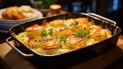 Gratin Dauphinois with Gruyere Cheese. Best For Banner, Flyer, and Poster