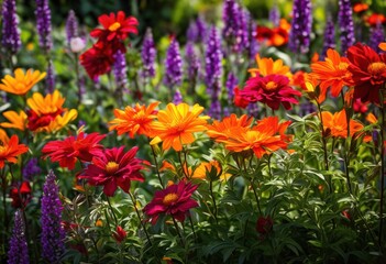Obraz premium vibrant flower border deep textures shades showcasing colorful floral designs rich natural elements, nature, petal, bloom, garden, pattern, ornamental