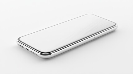 A close up of a silver cellphone sitting on top of white surface, AI
