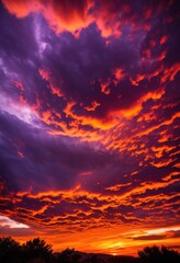 Fototapeta premium vibrant cloud patterns adorned stunning sunset hues creating breathtaking skyscape, clouds, colors, nature, beauty, light, evening, atmosphere, art