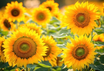 Fototapeta premium bright colorful bouquet sunflowers set richly textured background stunning visual experience, petal, vibrant, nature, arrangement, decoration, floral, design