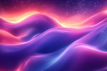 Obraz premium A stunning abstract landscape composed of flowing, neon-like waves in vibrant shades of pink, purple, and yellow. 