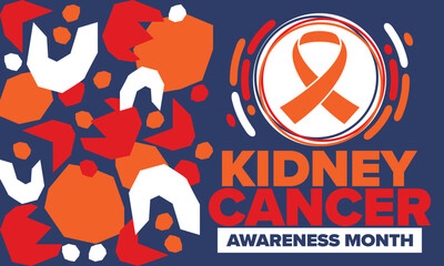 Kidney Cancer Awareness Month. Celebrate annual in March. Control and protection. Prevention campaign. Medical healthcare concept. Poster with ribbon. Banner and background. Vector illustration