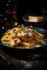 Ravioli di Zucca with Sage Butter. Best For Banner, Flyer, and Poster
