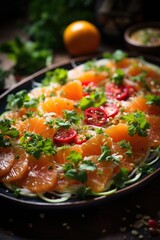 Sashimi Salad with Ponzu Dressing. Best For Banner, Flyer, and Poster