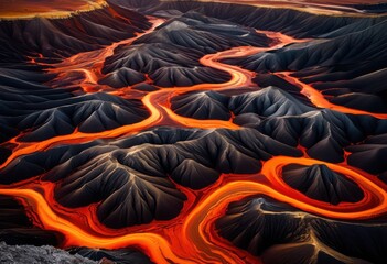 vibrant volcanic formations showcasing dynamic patterns rich colors unique textures, volcano, eruption, magma, lava, geology, landscape, mountain, terrain