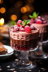 Chocolate Mousse with Raspberry Coulis. Best For Banner, Flyer, and Poster