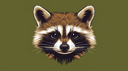 Adorable 3D Cartoon Raccoon with Acorns on Moss Green Background