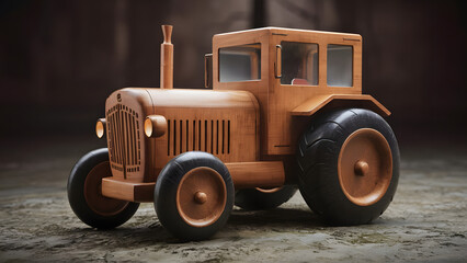 Fototapeta premium Professionally crafted 3D wooden model of Transport tractor.