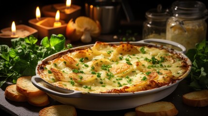 Gratin Dauphinois with Gruyere Cheese. Best For Banner, Flyer, and Poster