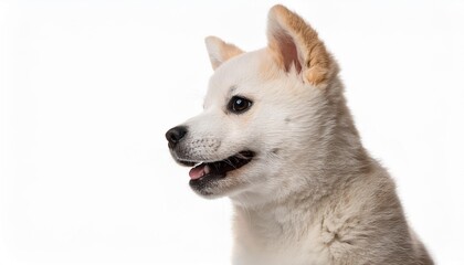Obraz premium 笑顔の紀州犬の子犬のポートレート（Portrait of a smiling kisyu inu puppy on white background） 